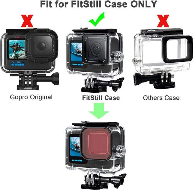 Alt view image 2 of 7 - BONAEVER 60M/196FT Underwater Waterproof Protective Case Shell Compatible for Go Pro Hero 13 Black,with 3 Pack Dive Filters Monopod Floating Hand Grip Selfie Stick for Hero13 Black Accessories Kit