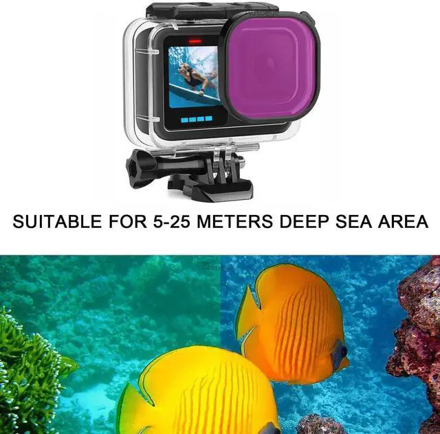Alt view image 5 of 7 - BONAEVER 60M/196FT Underwater Waterproof Protective Case Shell Compatible for Go Pro Hero 13 Black,with 3 Pack Dive Filters Monopod Floating Hand Grip Selfie Stick for Hero13 Black Accessories Kit