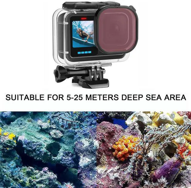 Alt view image 4 of 7 - BONAEVER 60M/196FT Underwater Waterproof Protective Case Shell Compatible for Go Pro Hero 13 Black,with 3 Pack Dive Filters Monopod Floating Hand Grip Selfie Stick for Hero13 Black Accessories Kit