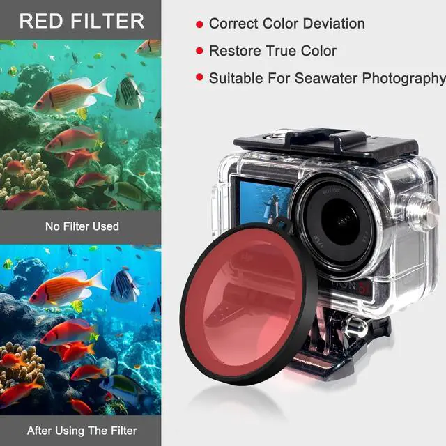 Alt view image 5 of 7 - BONAEVER 164FT/50M Underwater Waterproof Diving Housing Case Compatible for DJI Osmo Action 5 Pro,Action 4,Action 3,Protective Cover Shell with 3 Pack Filters Accessories for Action 5 Pro/4/3 Camera