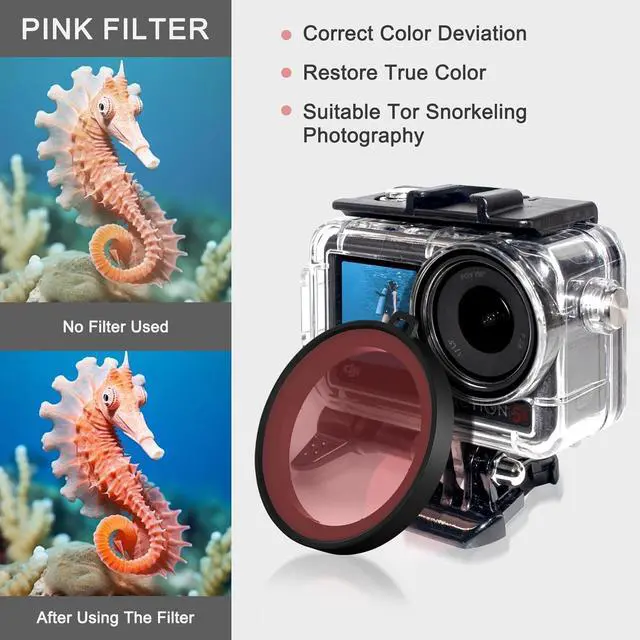 Alt view image 6 of 7 - BONAEVER 164FT/50M Underwater Waterproof Diving Housing Case Compatible for DJI Osmo Action 5 Pro,Action 4,Action 3,Protective Cover Shell with 3 Pack Filters Accessories for Action 5 Pro/4/3 Camera