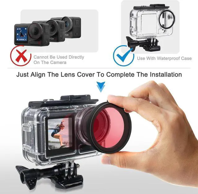 Alt view image 3 of 7 - BONAEVER 164FT/50M Underwater Waterproof Diving Housing Case Compatible for DJI Osmo Action 5 Pro,Action 4,Action 3,Protective Cover Shell with 3 Pack Filters Accessories for Action 5 Pro/4/3 Camera