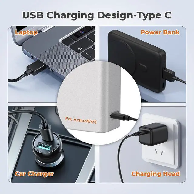 Alt view image 5 of 6 - BONAEVER for DJI OSMO Action 5 Pro Battery Charger Kit - 2 Packs 3.87V 2100mAh Batteries, 5V3A USB-C Fast Charging Dual-Slot Charger Case for OSMO Action 5 Pro, 4, 3 Cameras