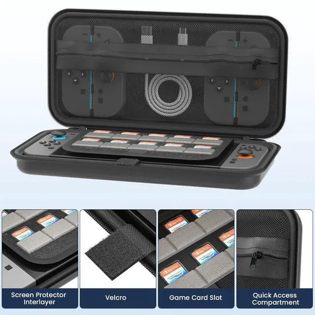 Alt view image 2 of 7 - BONAEVER Switch 2 Carry Case Compatible with Switch 2, Switch 2 Travel Case, Nintendo Switch 2 Carrying Case with 10 Game Cartridges and Pocket for Switch 2 Accessories