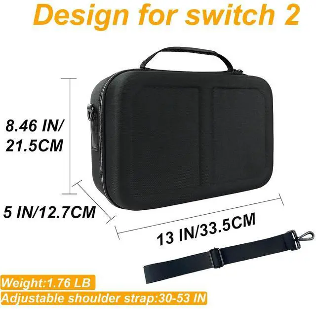 Alt view image 3 of 7 - BONAEVER Switch Case for Nintendo Switch 2, Portable Full Protection Carrying Travel Bag with 20 Game Cards Storage for Switch 2(2025 Version) Controller and other Accessories
