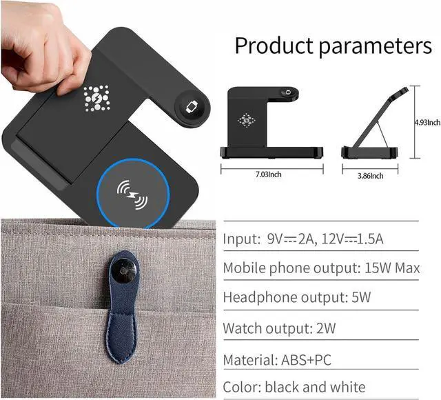 Alt view image 7 of 7 - BONAEVER Wireless Charger for Samsung & Android Multiple Devices 3 in 1 Fast Charger Station Stand for Phone Galaxy Z Flip 5/4/3 Z Fold S24 S23 Ultra S22 S21 S20, Galaxy Watch 7/6/5 Pro/4/3 Buds