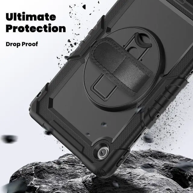 Alt view image 5 of 7 - BONAEVER Case for Lenovo Tab 10.1 inch 2025 Model TB-311FU TB-311XU with Screen Preotector Pencil Holder | Shockproof Rugged Cover with Kickstand Hand Strap Shoulder Strap