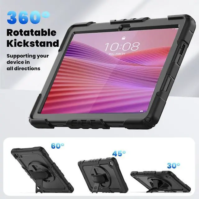 Alt view image 2 of 7 - BONAEVER Case for Lenovo Tab 10.1 inch 2025 Model TB-311FU TB-311XU with Screen Preotector Pencil Holder | Shockproof Rugged Cover with Kickstand Hand Strap Shoulder Strap