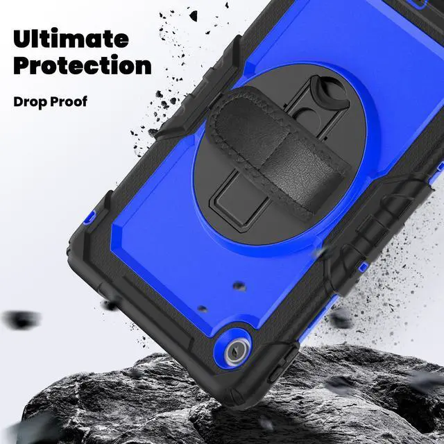 Alt view image 2 of 7 - BONAEVER Case for Lenovo Tab 10.1 inch 2025 Model TB-311FU TB-311XU with Screen Preotector Pencil Holder | Shockproof Rugged Cover with Kickstand Hand Strap Shoulder Strap Blue