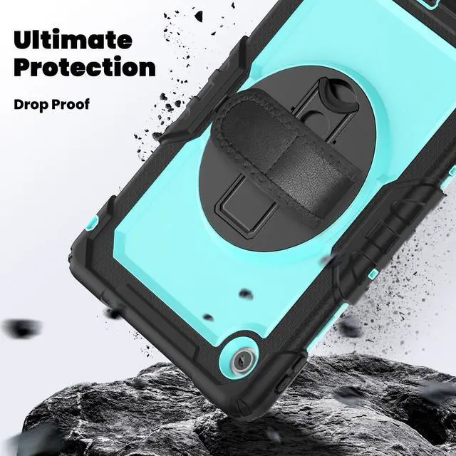 Alt view image 3 of 7 - BONAEVER Case for Lenovo Tab 10.1 inch 2025 Model TB-311FU TB-311XU with Screen Preotector Pencil Holder | Shockproof Rugged Cover with Kickstand Hand Strap Shoulder Strap Light Blue