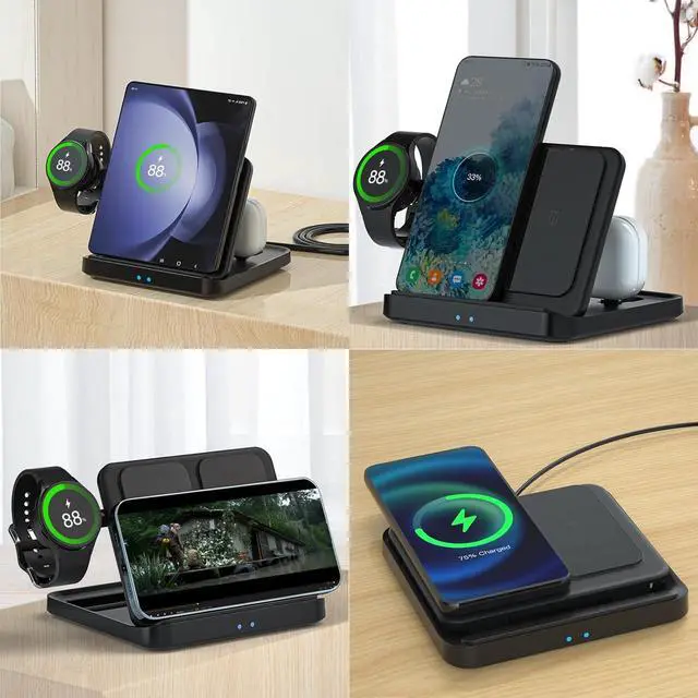 Alt view image 7 of 7 - BONAEVER Wireless Charger Station for Samsung Z Fold 6 / 5, 3 In 1 Foldable Fast Wireless Charging Stand Dock for Samsung Galaxy Z Fold4/Flip 6/5/, Wireless Charger for Watch 6/6 Classic, Buds 2