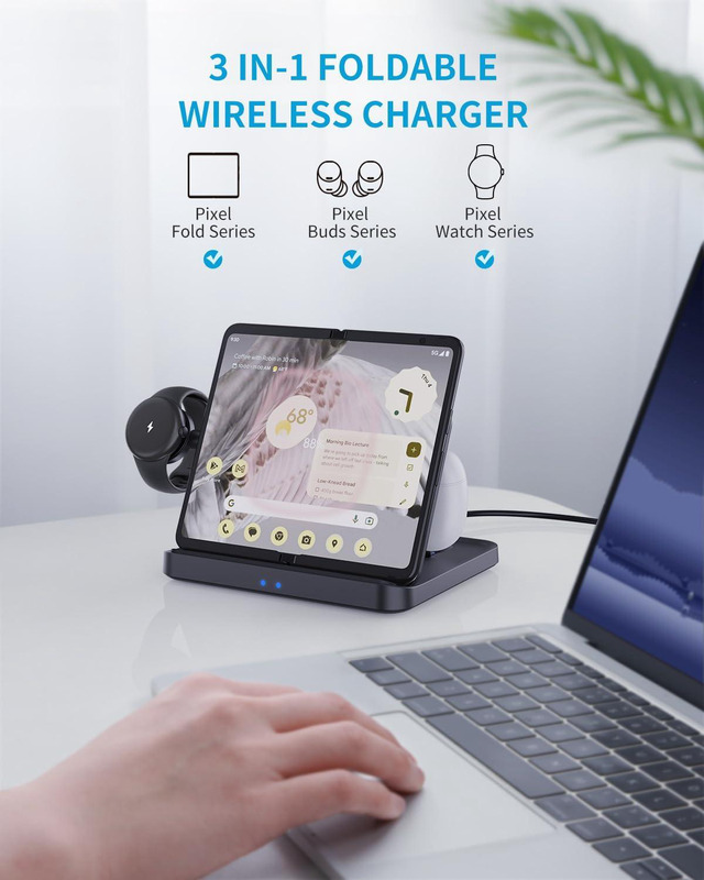 Chargeur Sans Fil 3-en-1 Pour Google Pixel 15W - Station De Recharge Pliable Avec MagSafe Pour Téléphone, Montre Et écouteurs