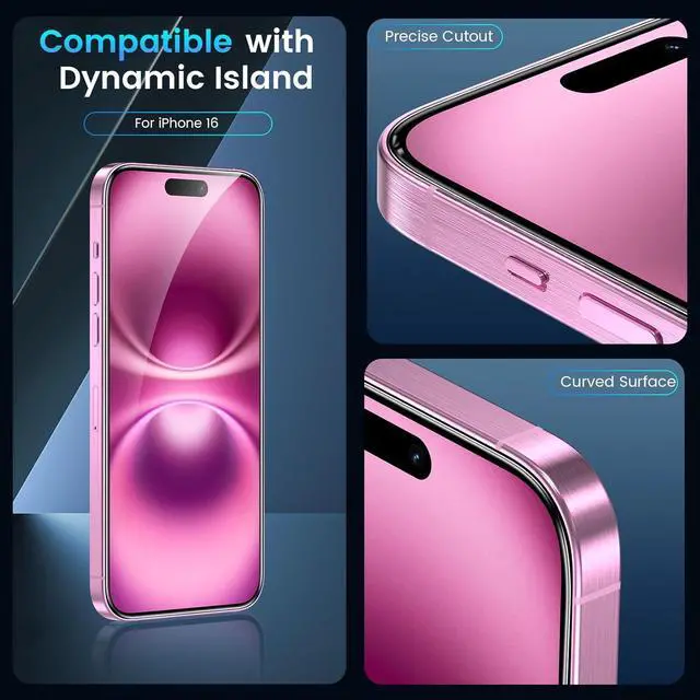 Alt view image 4 of 7 - BONAEVER for 3 Packs iPhone 16 Screen Protector with 3Pack Camera Lens Protector, 9H+ Tempered Glass Easy Installation Kit, Case Friendly iPhone 16