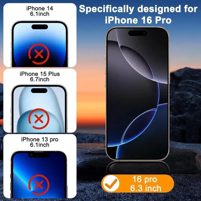 Alt view image 2 of 7 - BONAEVER 3 Pack Screen Protector for iPhone 16 Pro with 3 Pack Camera Lens Protector, 6.3 Inch HD Clear 9H Hardness Tempered Glass Film, Scratch Resistent, Easy Installation, Bubbles Free