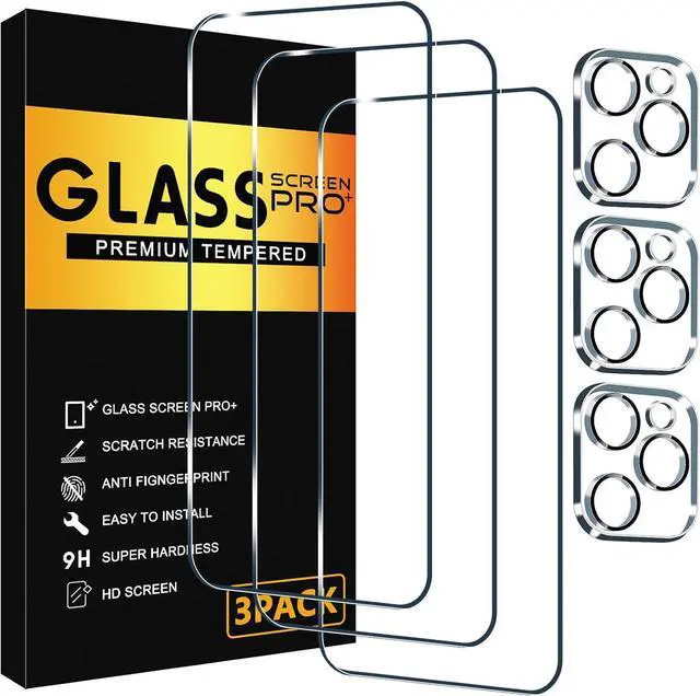 Main image of BONAEVER 3 Pack Screen Protector for iPhone 16 Pro with 3 Pack Camera Lens Protector, 6.3 Inch HD Clear 9H Hardness Tempered Glass Film, Scratch Resistent, Easy Installation, Bubbles Free