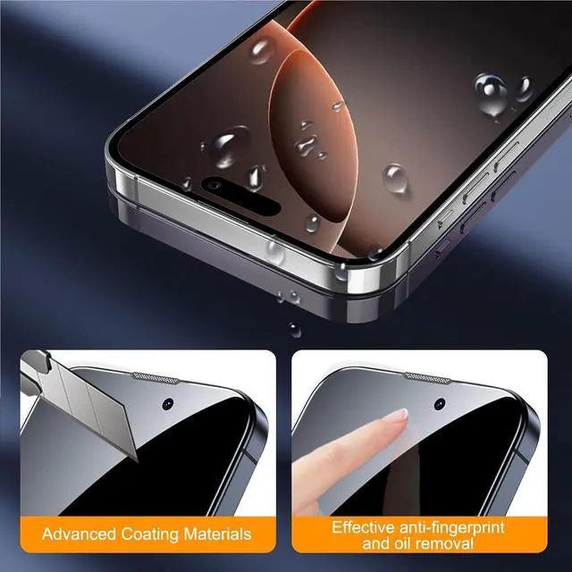 Alt view image 4 of 7 - BONAEVER 3 Pack Screen Protector for iPhone 16 Pro Max with 3 Pack Camera Lens Tempered Glass Protector, 6.9 Inch HD Clear Glass Film 9H Hardness Full Coverage, Scratch Resistent, No Air Bubbles