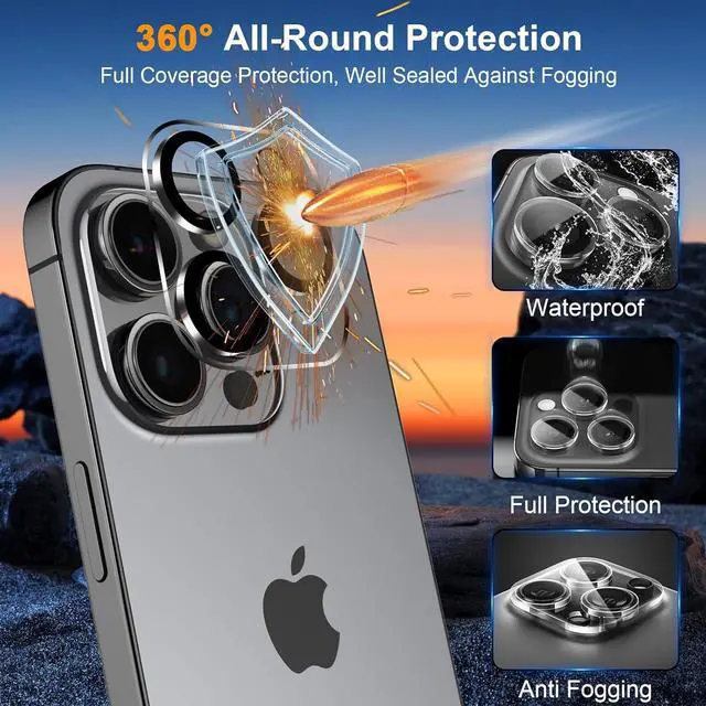 Alt view image 3 of 7 - BONAEVER 3 Pack Screen Protector for iPhone 16 Pro Max with 3 Pack Camera Lens Tempered Glass Protector, 6.9 Inch HD Clear Glass Film 9H Hardness Full Coverage, Scratch Resistent, No Air Bubbles