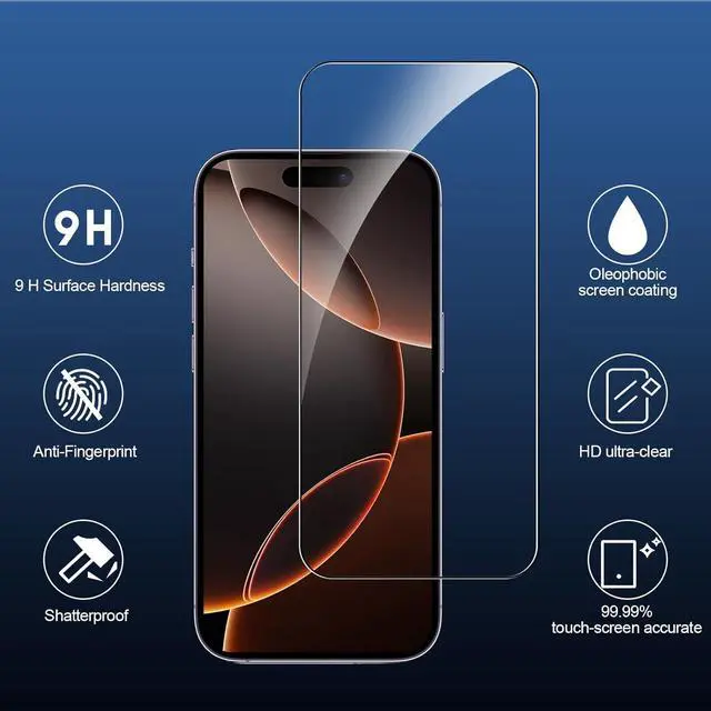 Alt view image 5 of 7 - BONAEVER 3 Pack Screen Protector for iPhone 16 Pro Max with 3 Pack Camera Lens Tempered Glass Protector, 6.9 Inch HD Clear Glass Film 9H Hardness Full Coverage, Scratch Resistent, No Air Bubbles