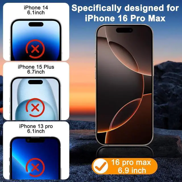 Alt view image 2 of 7 - BONAEVER 3 Pack Screen Protector for iPhone 16 Pro Max with 3 Pack Camera Lens Tempered Glass Protector, 6.9 Inch HD Clear Glass Film 9H Hardness Full Coverage, Scratch Resistent, No Air Bubbles
