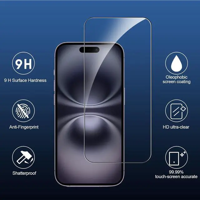 Alt view image 6 of 7 - BONAEVER 3 Pack Screen Protector for iPhone 16 with 3 Pack Camera Lens Tempered Glass Protector, 6.1 Inch HD Clear Tempered Glass Film 9H Hardness Full Coverage, Scratch Resistent, No Air Bubbles