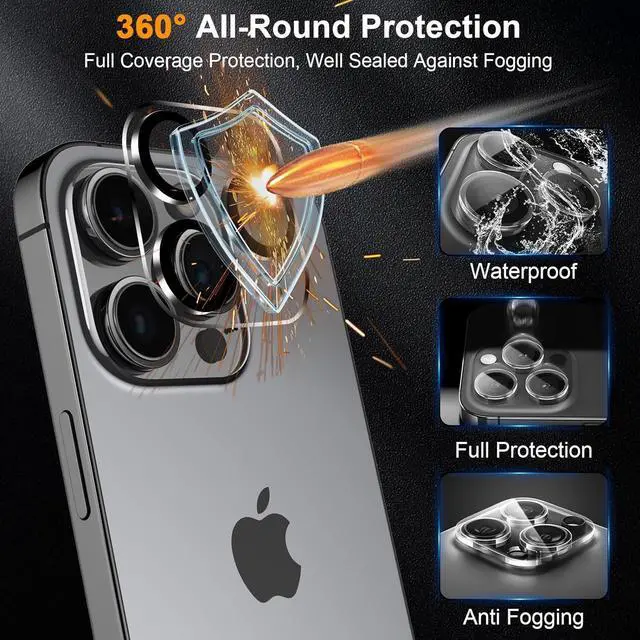 Alt view image 2 of 7 - BONAEVER 3 Pack Screen Protector for iPhone 15 Pro Max with 3 Pack Camera Lens Tempered Glass Protector, 6.7 Inch HD Clear 9H Hardness Glass Film Full Coverage, Scratch Resistent, Bubbles Free