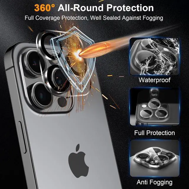 Alt view image 2 of 7 - BONAEVER 3 Pack Screen Protector for iPhone 15 with 3 Pack Camera Lens Protector, 6.1 Inch HD Clear 9H Hardness Tempered Glass Film, Scratch Resistent, Easy Installation, Bubbles Free