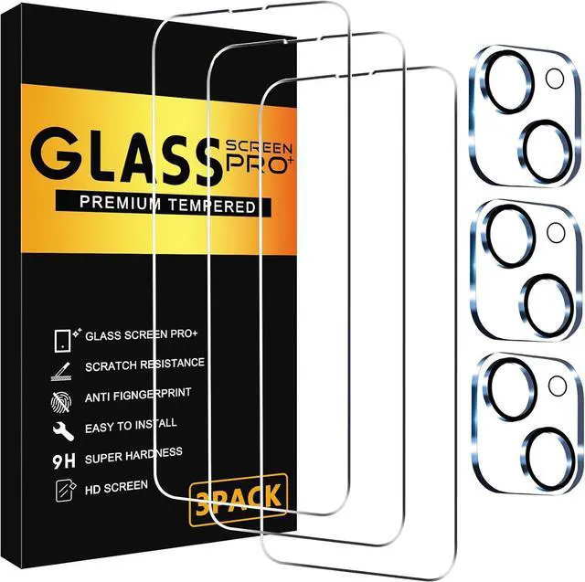 Main image of BONAEVER 3 Pack Screen Protector for iPhone 15 with 3 Pack Camera Lens Protector, 6.1 Inch HD Clear 9H Hardness Tempered Glass Film, Scratch Resistent, Easy Installation, Bubbles Free