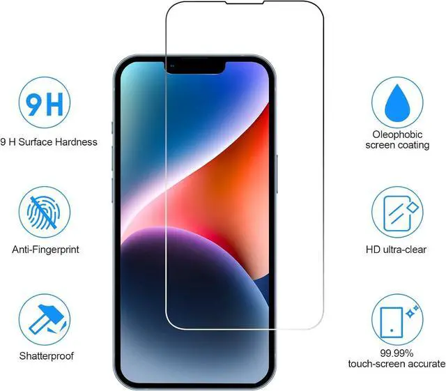 Alt view image 5 of 7 - BONAEVER 3 Pack Screen Protector for iPhone 14 Plus with 3 Pack Camera Lens Tempered Glass Protector, 6.7 Inch HD Clear Tempered Glass Film 9H Hardness Full Coverage, Anti-Scratch, No Air Bubbles