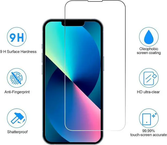 Alt view image 5 of 7 - BONAEVER 3 Pack Screen Protector for iPhone 13 with 3 Pack Camera Lens Tempered Glass Protector, 6.1 Inch HD Clear Tempered Glass Film 9H Hardness Full Coverage, Scratch Resistent, No Air Bubbles