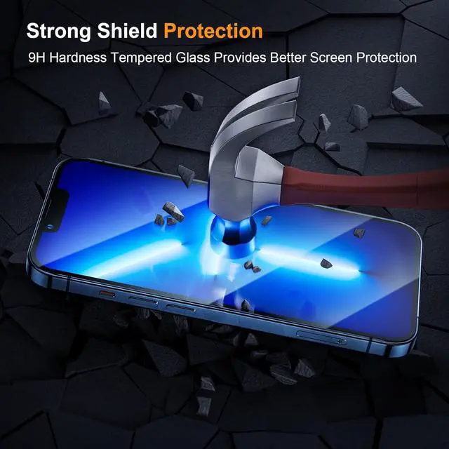 Alt view image 3 of 7 - BONAEVER 3 Pack Screen Protector for iPhone 13 with 3 Pack Camera Lens Tempered Glass Protector, 6.1 Inch HD Clear Tempered Glass Film 9H Hardness Full Coverage, Scratch Resistent, No Air Bubbles