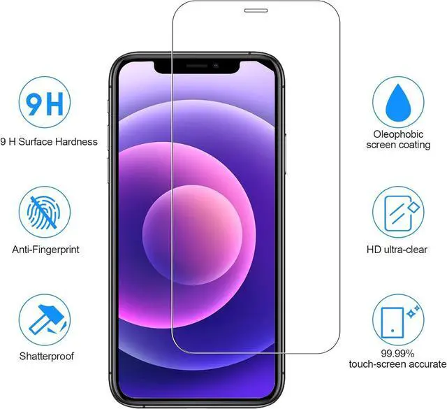 Alt view image 5 of 7 - BONAEVER 3 Pack Screen Protector for iPhone 12 Pro Max with 3 Pack Camera Lens Tempered Glass Protector, 6.7 Inch HD Clear Tempered Glass Film 9H Hardness, Scratch Resistent, No Air Bubbles