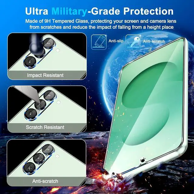 Alt view image 2 of 7 - BONAEVER 3 Pack Glass Screen Protector for Samsung Galaxy S25 [6.2 inch] + 3 Pack Camera Lens Protector, 9H Tempered Glass, Fingerprint Unlock, HD Clear Case Friendly Anti-Scratch