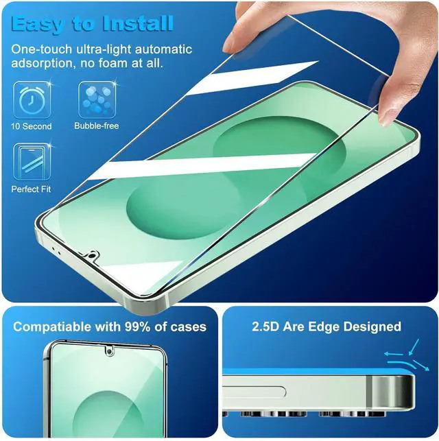 Alt view image 6 of 7 - BONAEVER 3 Pack Glass Screen Protector for Samsung Galaxy S25 Plus [6.7 inch] + 3 Pack Camera Lens Protector, 9H Tempered Glass, Fingerprint Unlock, HD Clear Case Friendly Anti-Scratch