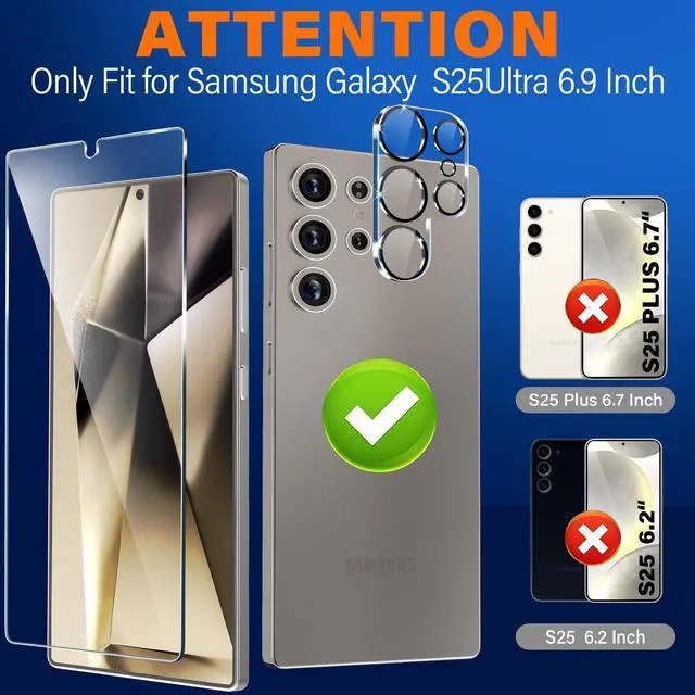 Alt view image 2 of 7 - BONAEVER 3 Pack Glass Screen Protector for Samsung Galaxy S25 Ultra [6.9 inch] + 3 Pack Camera Lens Protector, 9H Tempered Glass, Fingerprint Unlock, HD Clear Case Friendly Anti-Scratch