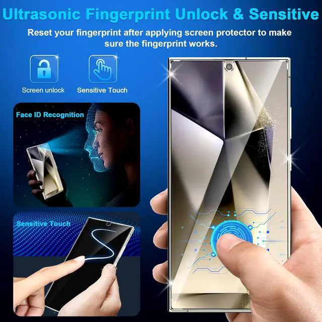 Alt view image 7 of 7 - BONAEVER 3 Pack Glass Screen Protector for Samsung Galaxy S25 Ultra [6.9 inch] + 3 Pack Camera Lens Protector, 9H Tempered Glass, Fingerprint Unlock, HD Clear Case Friendly Anti-Scratch