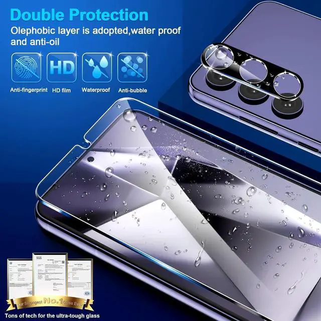 Alt view image 5 of 7 - BONAEVER 3 Pack Glass Screen Protector for Samsung Galaxy S24 [6.2 inch] + 2 Pack Black Camera Lens Protector, 9H Tempered Glass, Fingerprint Unlock, HD Clear Case Friendly Anti-Scratch