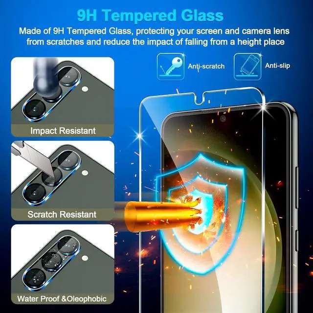 Alt view image 6 of 7 - BONAEVER 3 Pack Glass Screen Protector for Samsung Galaxy S23 [6.1 inch] + 3 Pack Camera Lens Protector, 9H Tempered Glass, Fingerprint Unlock, HD Clear Case Friendly Anti-Scratch