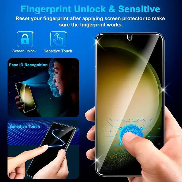 Alt view image 3 of 7 - BONAEVER 3 Pack Glass Screen Protector for Samsung Galaxy S23 [6.1 inch] + 3 Pack Camera Lens Protector, 9H Tempered Glass, Fingerprint Unlock, HD Clear Case Friendly Anti-Scratch