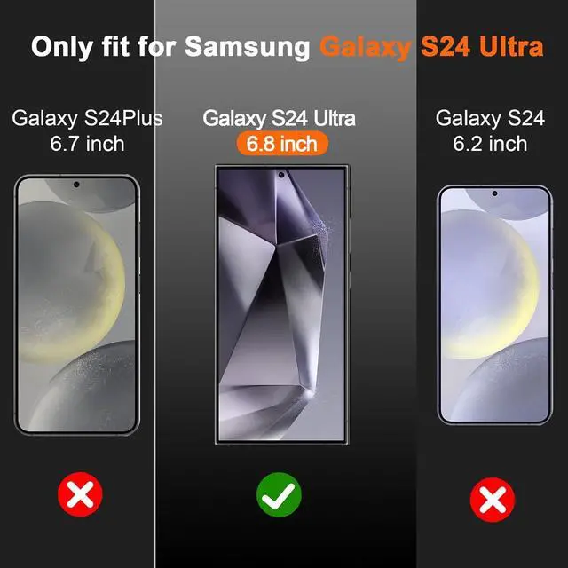 Alt view image 2 of 7 - BONAEVER [3+3 Pack] Glass Screen Protector for Samsung Galaxy S24 Ultra with Camera Lens Protector, 3D Curved, 6.8 inch 9H Tempered Glass for Samsung Galaxy S24 Ultra 5G Glass Screen Protector