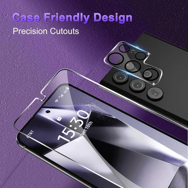 Alt view image 6 of 7 - BONAEVER [3+3 Pack] Glass Screen Protector for Samsung Galaxy S24 Ultra with Camera Lens Protector, 3D Curved, 6.8 inch 9H Tempered Glass for Samsung Galaxy S24 Ultra 5G Glass Screen Protector