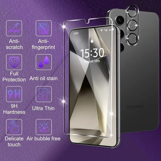Alt view image 4 of 7 - BONAEVER [3+3 Pack] Glass Screen Protector for Samsung Galaxy S24 Plus with Camera Lens Protector, 3D Curved, 6.7 inch 9H Tempered Glass for Samsung Galaxy S24+ 5G Glass Screen Protector