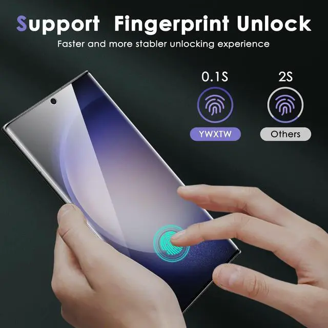 Alt view image 6 of 6 - BONAEVER [3+3Pack] Screen Protector for Samsung Galaxy S23 Ultra, 3 Pack 9H Tempered Glass Screen Protector + 3 Pack Camera Lens Protector, Fingerprint Support Anti-Scratch Bubble Free Case Friendly