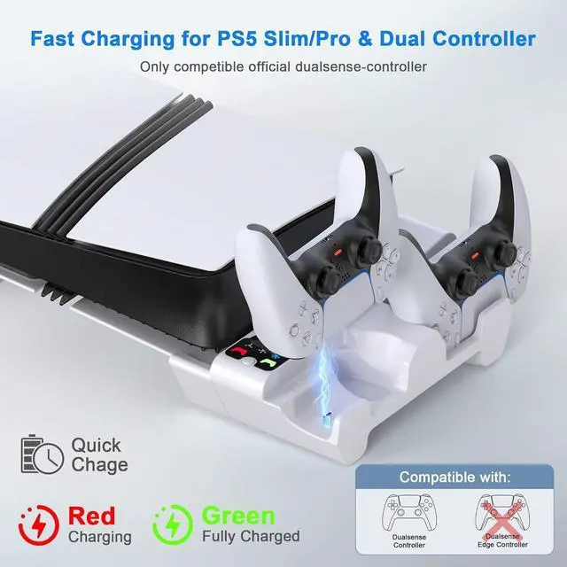 Alt view image 2 of 7 - BONAEVER Horizontal Cooling Station for PS5 Slim/Pro Disc/Digital Edition with Controller Charger, 3-Level Cooling Fan Station Stand for PlayStation 5 Slim/Pro Console (NOT Fit 2020 PS5)