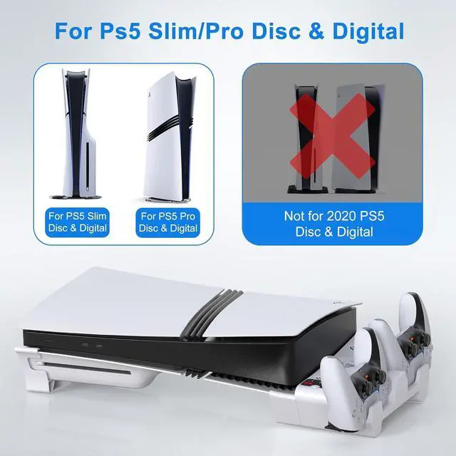 Alt view image 4 of 7 - BONAEVER Horizontal Cooling Station for PS5 Slim/Pro Disc/Digital Edition with Controller Charger, 3-Level Cooling Fan Station Stand for PlayStation 5 Slim/Pro Console (NOT Fit 2020 PS5)