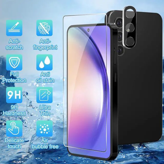 Alt view image 4 of 7 - BONAEVER [3+3 Pack] Glass Screen Protector for Samsung Galaxy A54 with Camera Lens Protector, 3D Curved, 6.4 inch 2023 9H Tempered Glass for Galaxy A54 Glass Screen Protector
