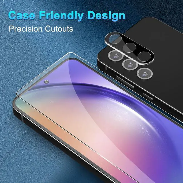 Alt view image 3 of 7 - BONAEVER [3+3 Pack] Glass Screen Protector for Samsung Galaxy A54 with Camera Lens Protector, 3D Curved, 6.4 inch 2023 9H Tempered Glass for Galaxy A54 Glass Screen Protector