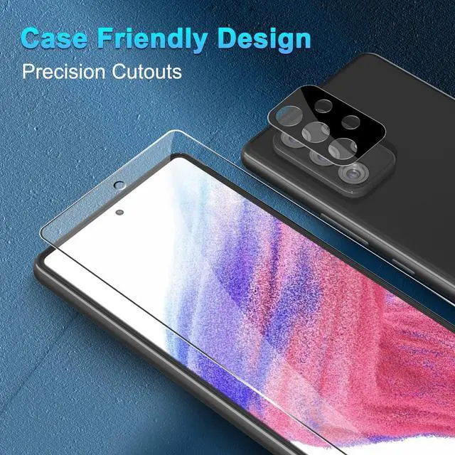Alt view image 6 of 7 - BONAEVER [3+3 Pack] Glass Screen Protector for Samsung Galaxy A53 with Camera Lens Protector, 3D Curved, 6.5 inch 2022 9H Tempered Glass for Galaxy A53 Glass Screen Protector