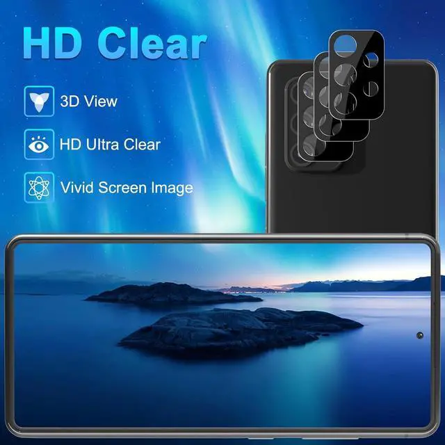 Alt view image 5 of 7 - BONAEVER [3+3 Pack] Glass Screen Protector for Samsung Galaxy A53 with Camera Lens Protector, 3D Curved, 6.5 inch 2022 9H Tempered Glass for Galaxy A53 Glass Screen Protector