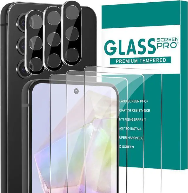 Main image of BONAEVER [3+3 Pack] Glass Screen Protector for Samsung Galaxy A35 with Camera Lens Protector, 3D Curved, 6.6 inch 2024 9H Tempered Glass for Galaxy A35 Glass Screen Protector