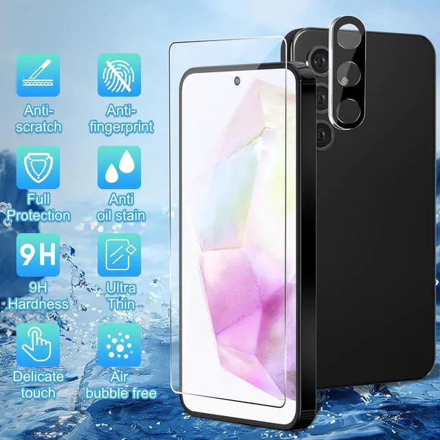 Alt view image 6 of 7 - BONAEVER [3+3 Pack] Glass Screen Protector for Samsung Galaxy A35 with Camera Lens Protector, 3D Curved, 6.6 inch 2024 9H Tempered Glass for Galaxy A35 Glass Screen Protector